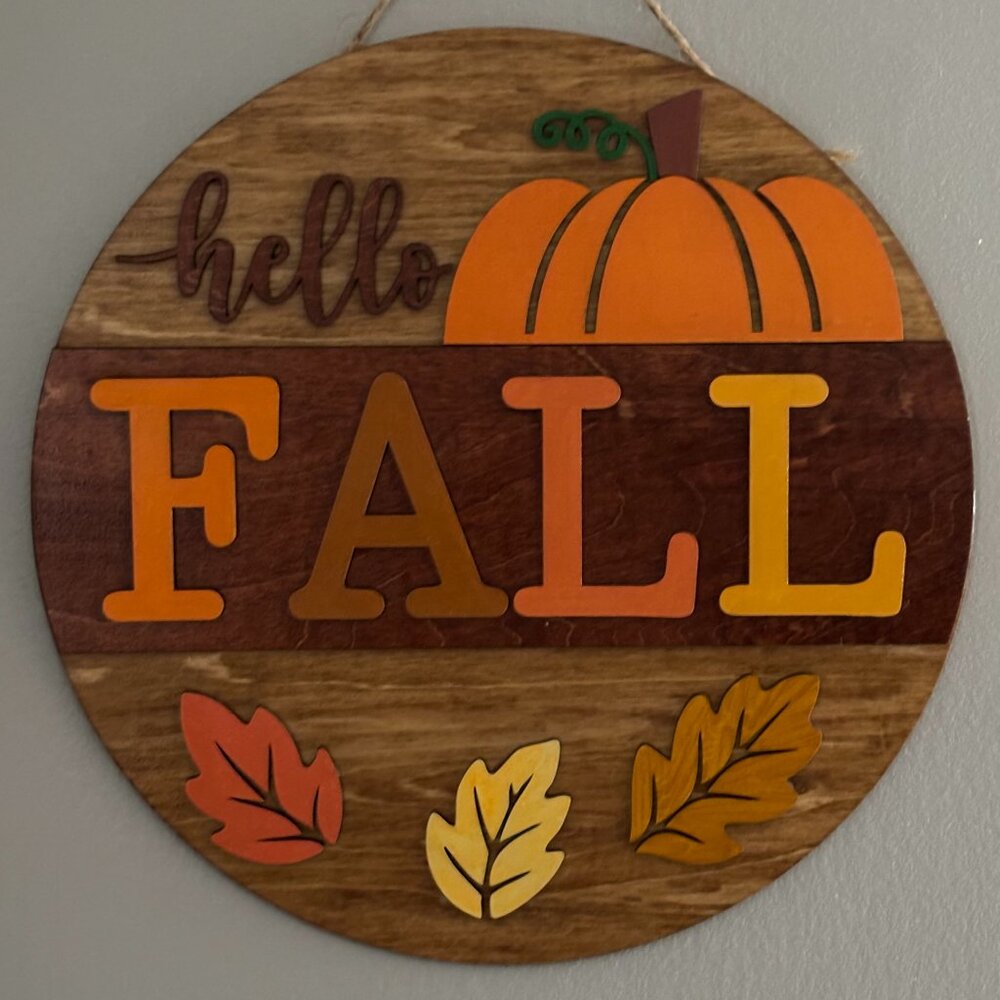 🍁 Hello Fall Wooden Sign – Rustic Autumn Door Décor